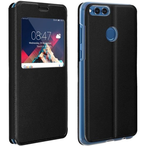 Vinduessklap - AVIZAR - Honor 7X - Øko-læder - Sort - Hårdt Cover Svart