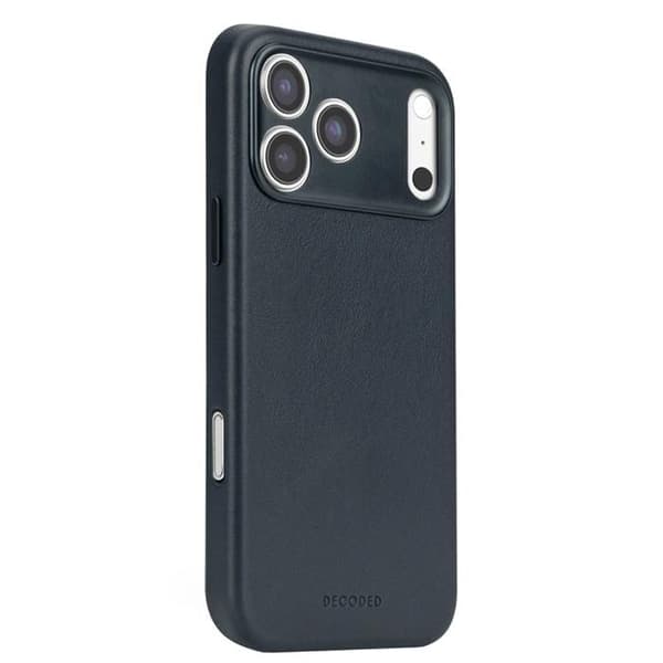 Cover til iPhone 17 Pro - DECODED - Stødabsorberende Læder - MagSafe - Marineblå - Fleksibel Blå