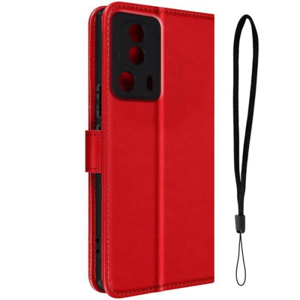 Fodral för Xiaomi 13 Lite Flip Wallet Videohållare Handledsrem Röd