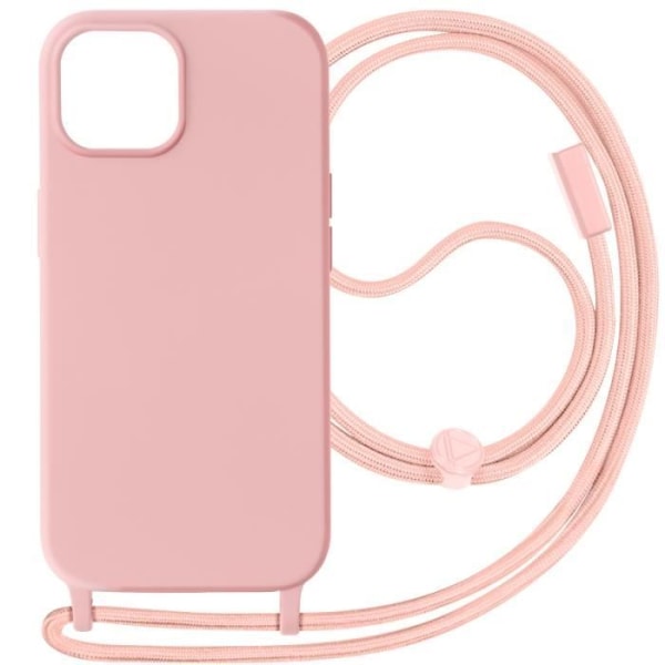 Coque + naru iPhone 15 Plus - AVIZAR - Corda-sarja - Vaaleanpunainen - Säädettävä kaulaketju Puderrosa