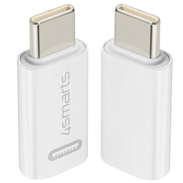iPhone Lightning til USB-C adapter - 4smarts - Pakke med 2 - Power Delivery 27W - Hvid - Indbygget beskyttelse