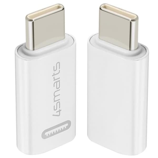 iPhone Lightning til USB-C adapter - 4smarts - Sæt af 2 - Power Delivery 27W - Hvid