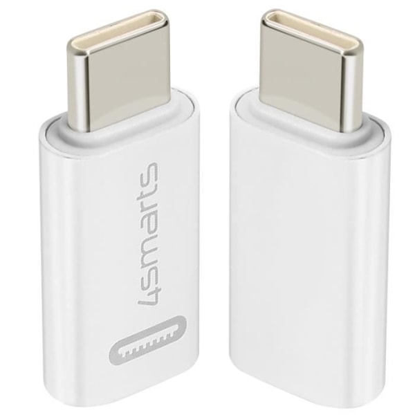 iPhone Lightning till USB-C-adapter - 4smarts - Paket med 2 - Power Delivery 27W - Vit - Inbyggt skydd