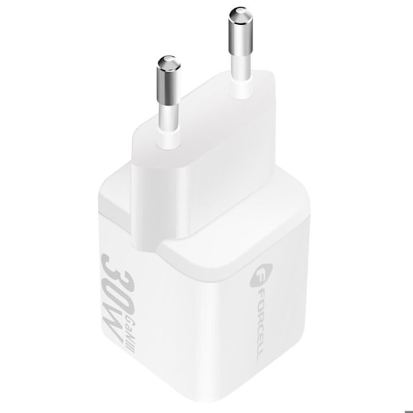 Laddare Sektor GaN III 30W med USB-C + USB Mini Format Forcell Vit Vit