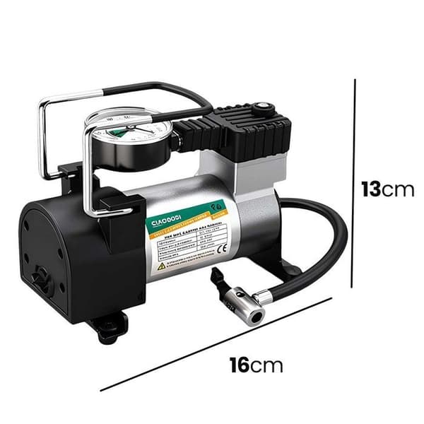 Bärbar luftkompressor - AVIZAR - 12V/120W - 250 PSI - Analog manometer - ABS/metall