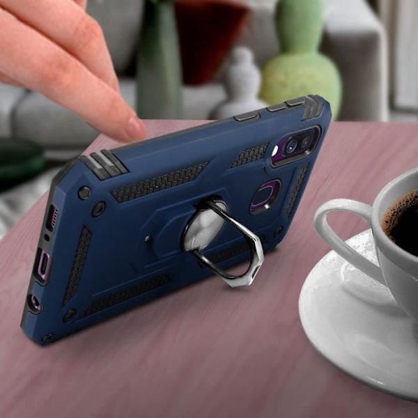Coque - ILMOITA - Galaxy A40 - Bi-materiaalit - Video-tuki rengas - Yönsininen Midnattsblå