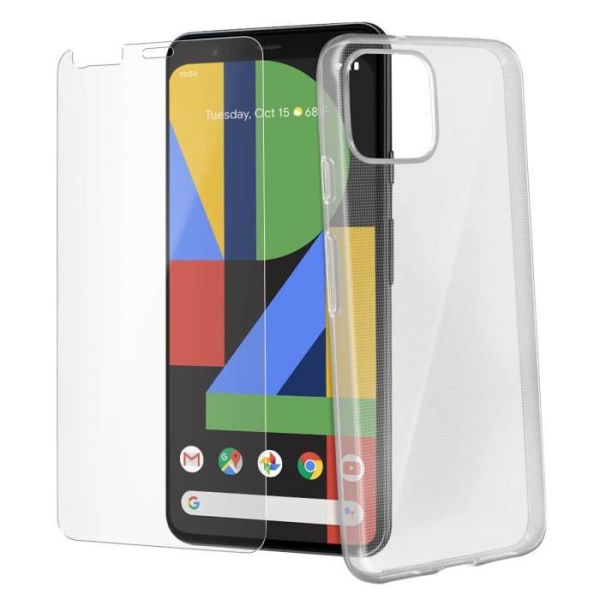 Google Pixel 4 Case Pehmeä silikoni ja läpinäkyvä 9H karkaistu lasikalvo, valkoinen