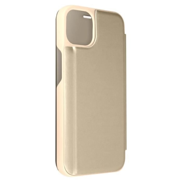 iPhone 13 Pro Cover Translucent Flip Mirror Design Guld Video Support Gul