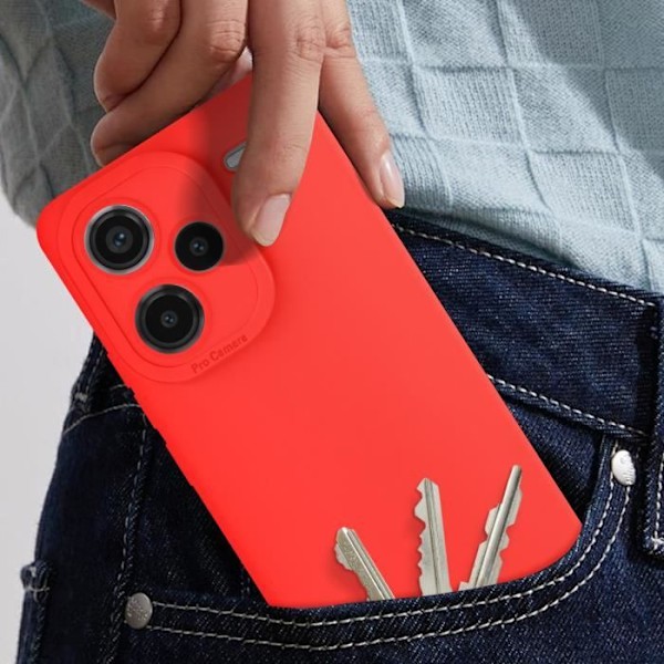 Fodral - AVIZAR - Xiaomi Redmi Note 13 Pro Plus - Mjuk silikon - Förstärkt kamerakantskydd - Röd Röd