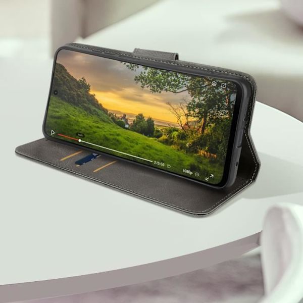 Kotelo Motorola Moto G24- ja G04-lompakkopidikkeen rannehihnalle tummanharmaa Grå