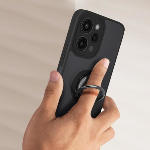 Fodral till Xiaomi Redmi 12 - AVIZAR - Ringrip - Metallring - Videostöd - Svart Svart
