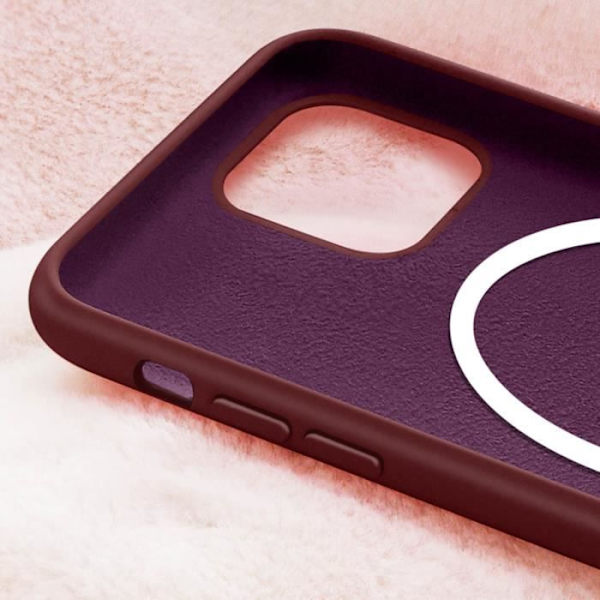 Beskyttelsescover - AVIZAR - iPhone 15 Plus - Silikone Soft-touch - Bordeaux - Indbygget MagSafe Röd