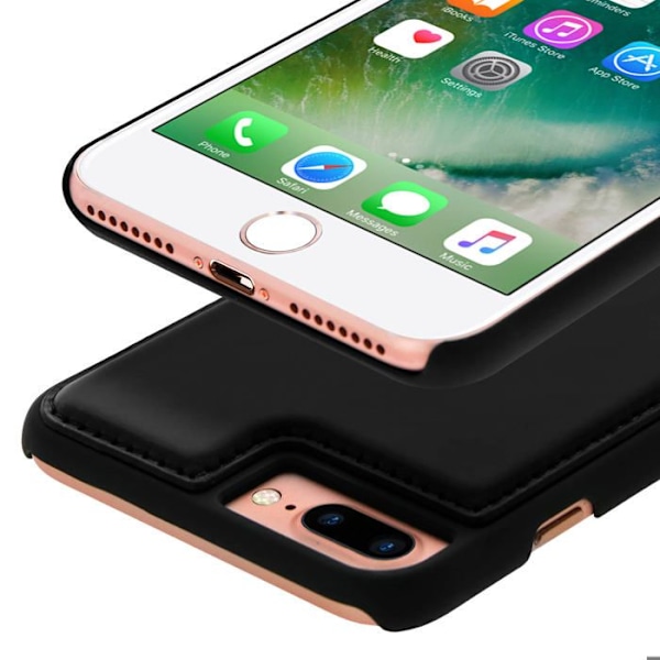 Coque iPhone 8+, 7+, 6+, 6S+ Hårdt Beskyttelse Ægte Læder Akashi Sort Svart
