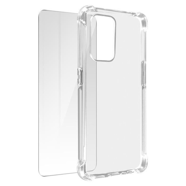 Skal och skyddsfilm - AVIZAR - Oppo A94 5G - Mjuk silikon - Härdat glas - 360° skydd Vit