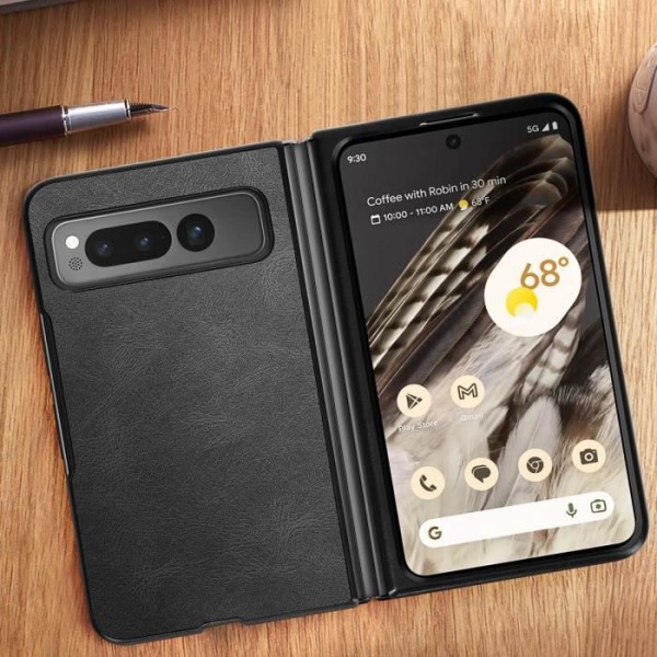 Hårt skyddsfodral för Google Pixel Fold - AVIZAR - Svart - Syntet - Mjuk beläggning Svart