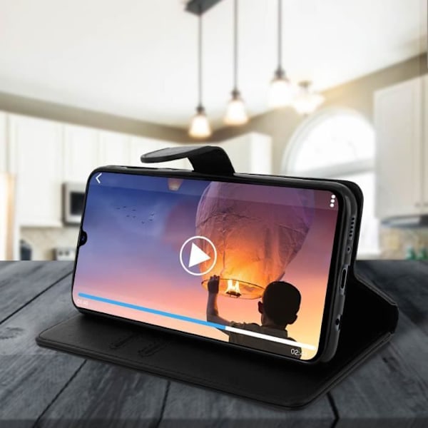 Samsung Galaxy A70 suojakuori - AVIZAR - Korttipidike - Geelimäinen silikoni - Magneettinen - Videotuki Svart