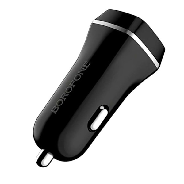 Biloplader - BOROFONE - 2 USB-porte - Lightning-kabel - Holdbart polycarbonat - Sort Svart