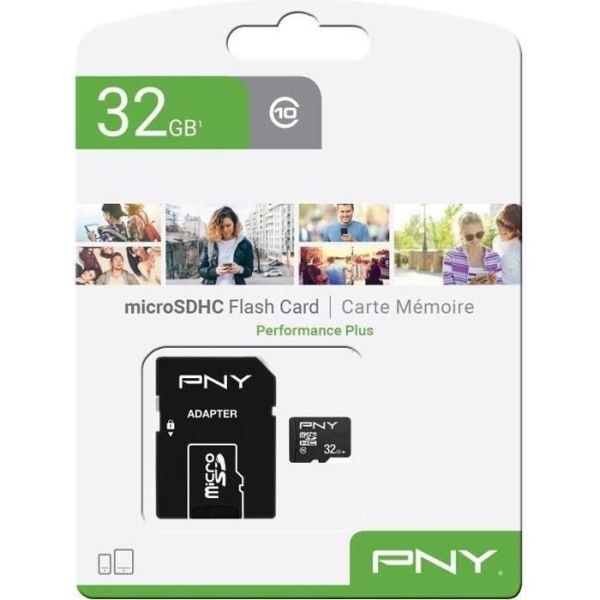 PNY MICROSD 32GB PERFORMANCE PLUS C10 minneskort