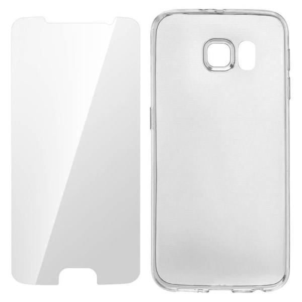 Suojapakkaus - AVIZAR - Samsung Galaxy S6 - Silikonikansi - Tempered Glass - Läpinäkyvä Transparent
