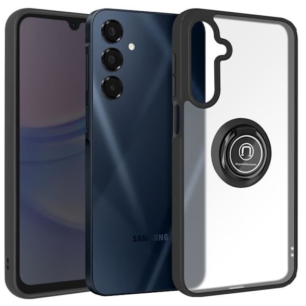 Coque til Samsung Galaxy A16 med metalring, videostøtte, sort Svart