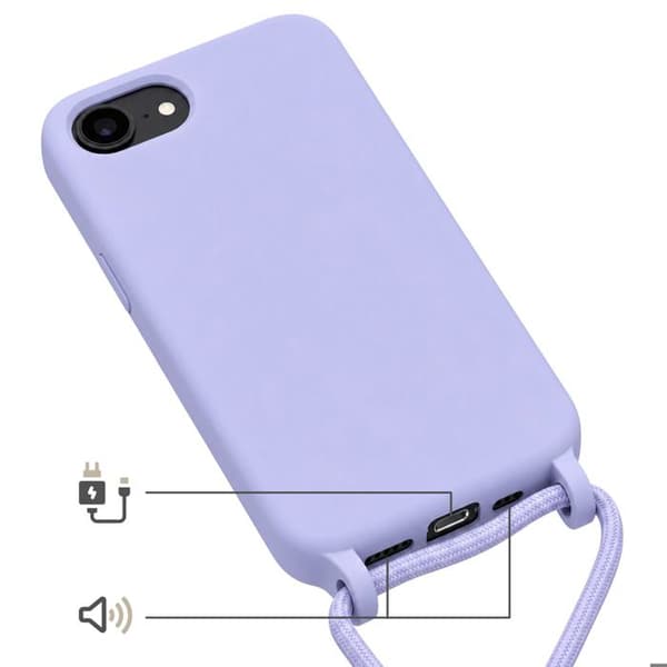 Siliconfodral för iPhone 17 med justerbar flätad nylonrem i lavendel Violett
