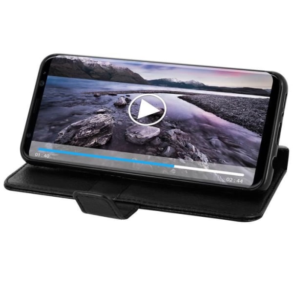 Huscover Portfölj - Samsung - Galaxy S8 Plus - Ekologisk läder - Svart - Mjuk Svart