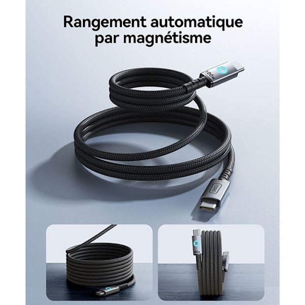 Kabel Leopard typ USB-C till USB-C 5 A Magnetisk PD 100W 1.2m Iniu Svart Svart