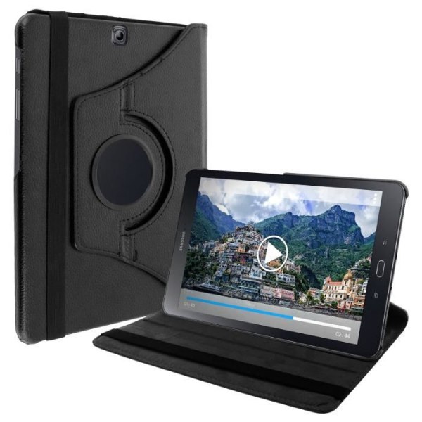 Etui - Samsung - Galaxy Tab S2 9.7 - Justerbar Fodral - 360° Stöd - Eco-Läder Svart Svart