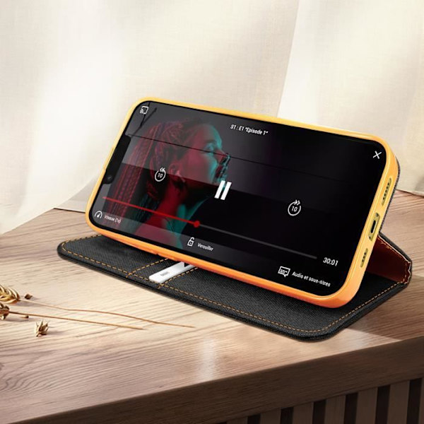 iPhone 14 etui Kortholder Sort etui