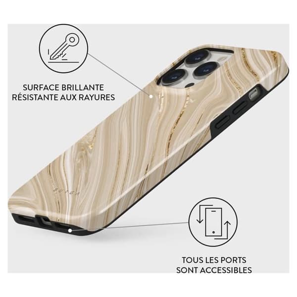 Coque til iPhone 14 Pro - BURGA - Full Glam - Stødabsorberende - Beige - Blød brun