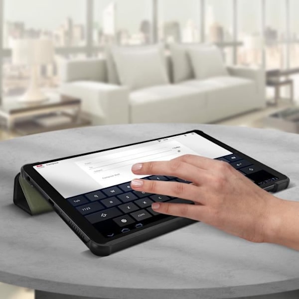 Fodral - AVIZAR - Galaxy Tab A7 Lite - Svart ekologiskt läder - Videostöd - Integrerat tangentbord Svart