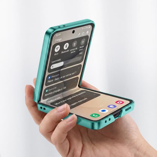 Fodral för Galaxy Z Flip 8 med led och grön kromad kant Grön