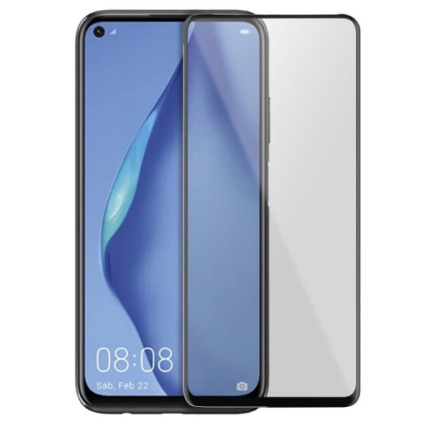 Huawei P40 Lite läpinäkyvä viisto karkaistu lasikalvo mustalla reunuksella