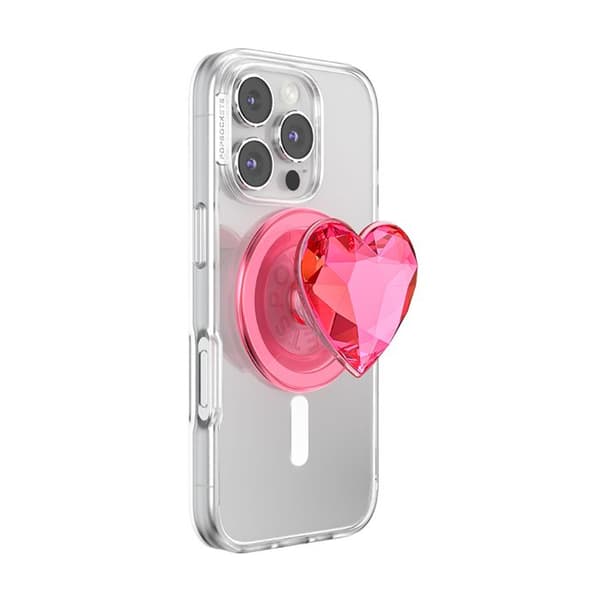 Support Smartphone PopGrip Premium MagSafe Stand og Selfie Effekt Crystal PopSockets Rosa Ros