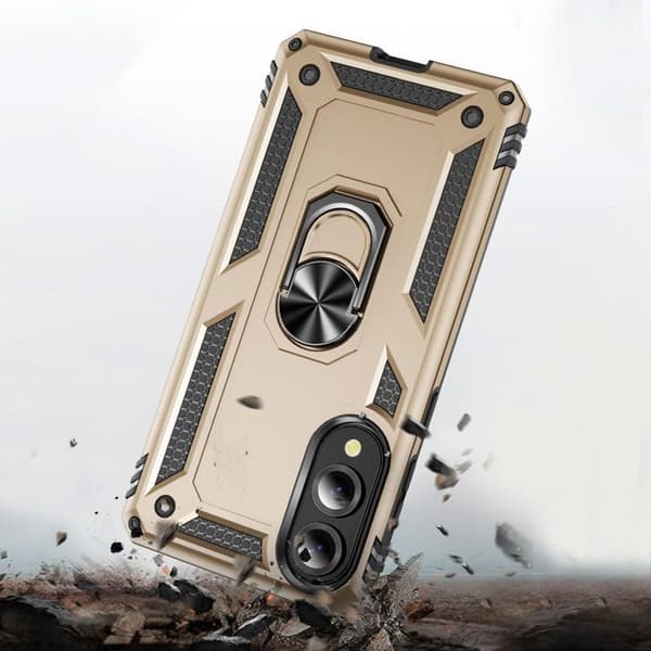 Coque för Samsung Galaxy S25 Edge Hybride Ring Stöd Magnetisk Guld Gul