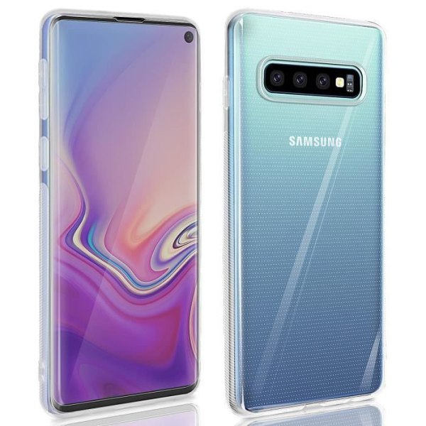 Suojakotelo - AVIZAR - Samsung Galaxy S10 - Silikonigeeli - Karkaistu lasi - Läpinäkyvä Transparent