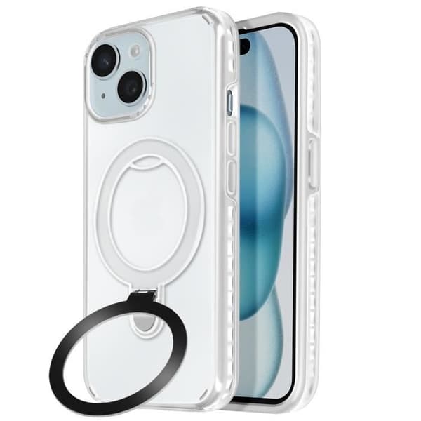 Coque MagSafe - Antichoc - iPhone 15 - Fleksibel Støtte - Hvid - Bimateriale Vit