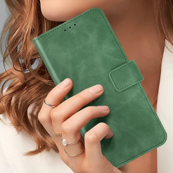 Etui til Samsung S24 Plus - AVIZAR - Wallet Flip Video Support - Grøn - Syntetisk - Flap Grön