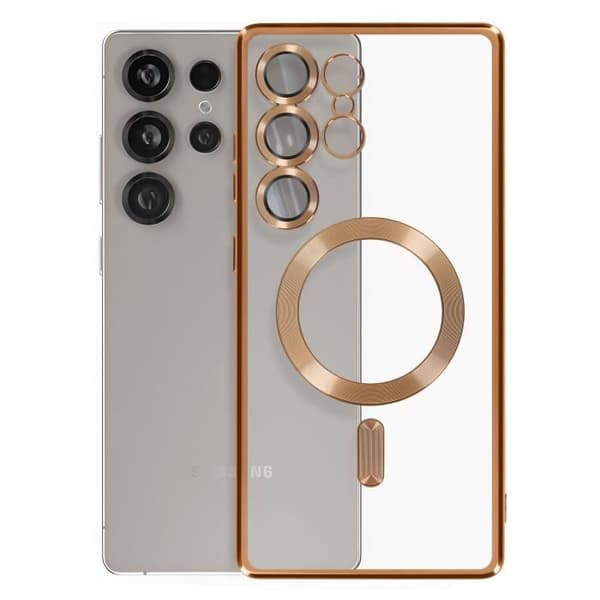 Coque MagSafe - Samsung - Galaxy S25 Ultra - Silikon - Krom Guld - Heltäckande Skydd Gul
