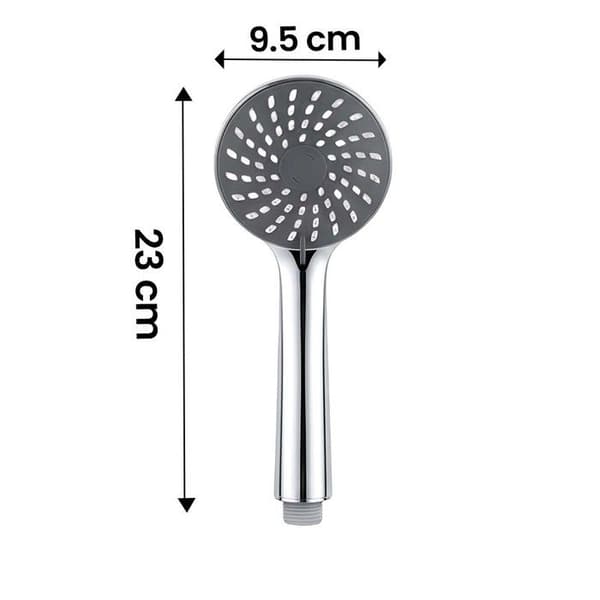 Brusebad sæt - AVIZAR - Multifunktionel - Krom rustfrit stål - Fleksibel 1,5 m - 3 indstillinger (regn, massage, spray) Grå