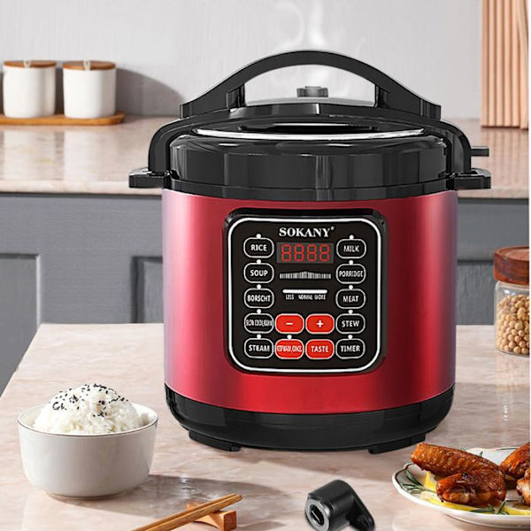 Autocuiseur - SOKANY - 5L - Rustfrit stål - Multifunktionel - Programmerbar Svart
