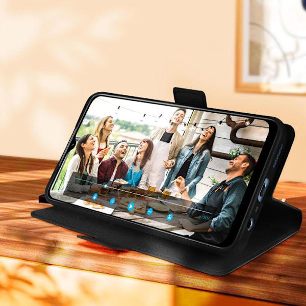 Realme C30 Case Kortholder Video Support Dobbelt Tab Sort Svart
