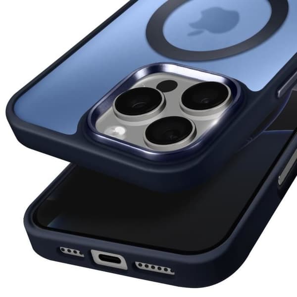 Coque MagSafe för iPhone 16 Pro Matte Frostad Baksida Blå Nattkant Blå