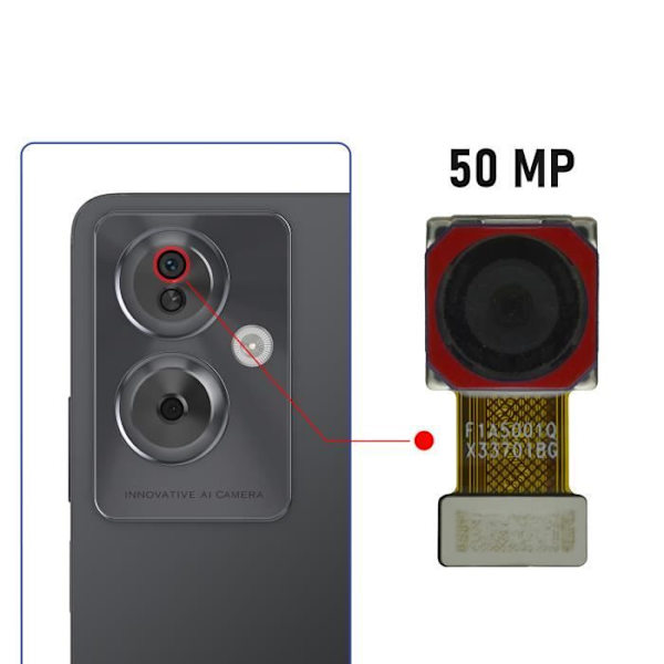 Huvudkamera bak till Oppo A79 - AVIZAR - 50MP - Svart Svart