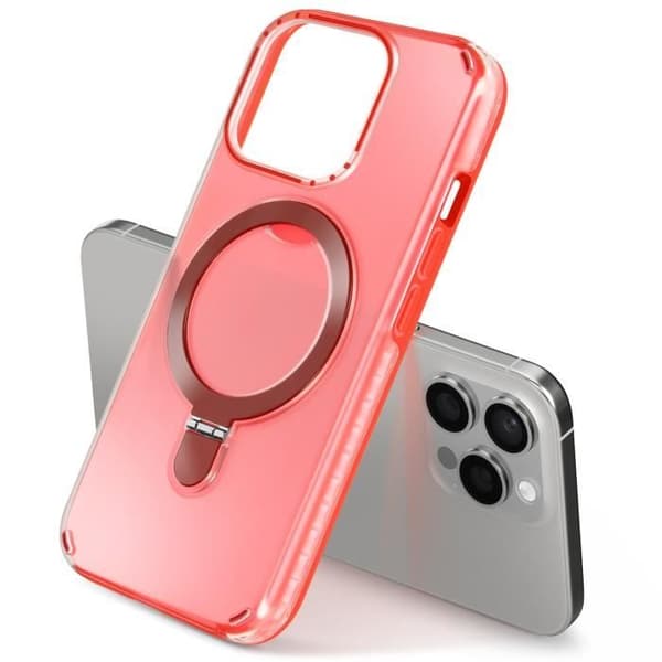 Coque MagSafe - Stötsäker - iPhone 13 Pro - Röd - Fällbart Stöd - Bimaterial Röd