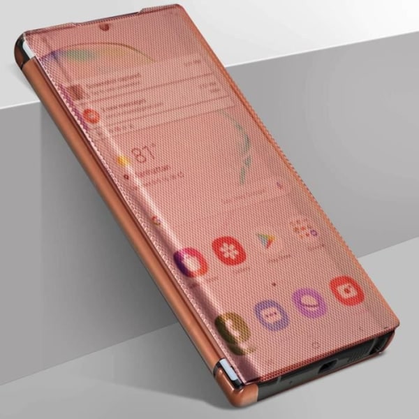 Galaxy Note 10 Chrome Ribbed Flip Translucent Rigid Tunn Lättviktsfodral - Rose Gold Rose guld