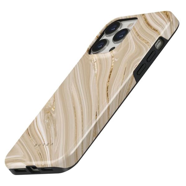 Elegant skal för iPhone 14 Pro Full Glam Burga Guld Gul