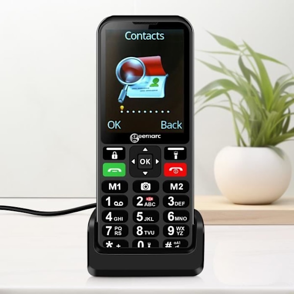 Mobiltelefon til seniorer - Kompatibel med høreapparater - SOS-knap Geemarc Sort Svart