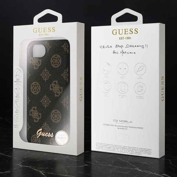MagSafe-skal för iPhone 17e Serien Peony Script Logotyp Stötsäker Guess Svart Svart
