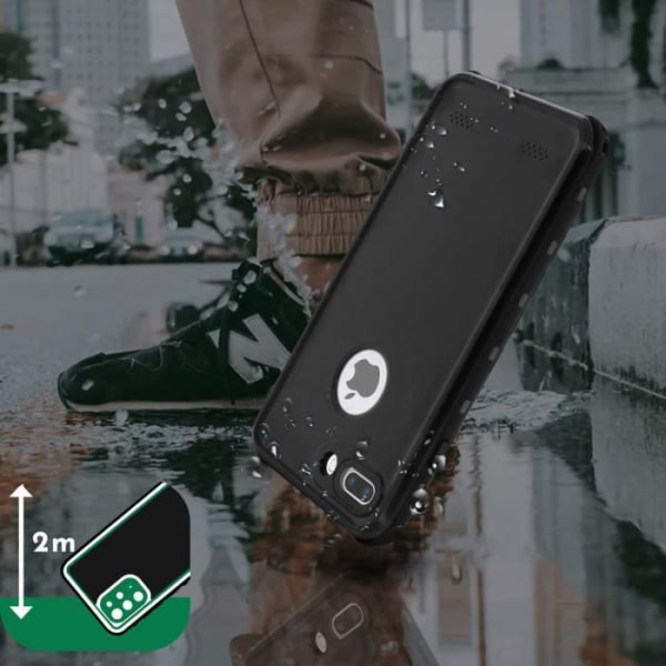 iPhone 7 Plus / 8 Plus Cover Bi-materiale Vandtæt 2m skærmfilm Redpepper sort Sort